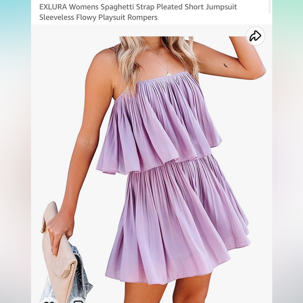 Purple pleated romper